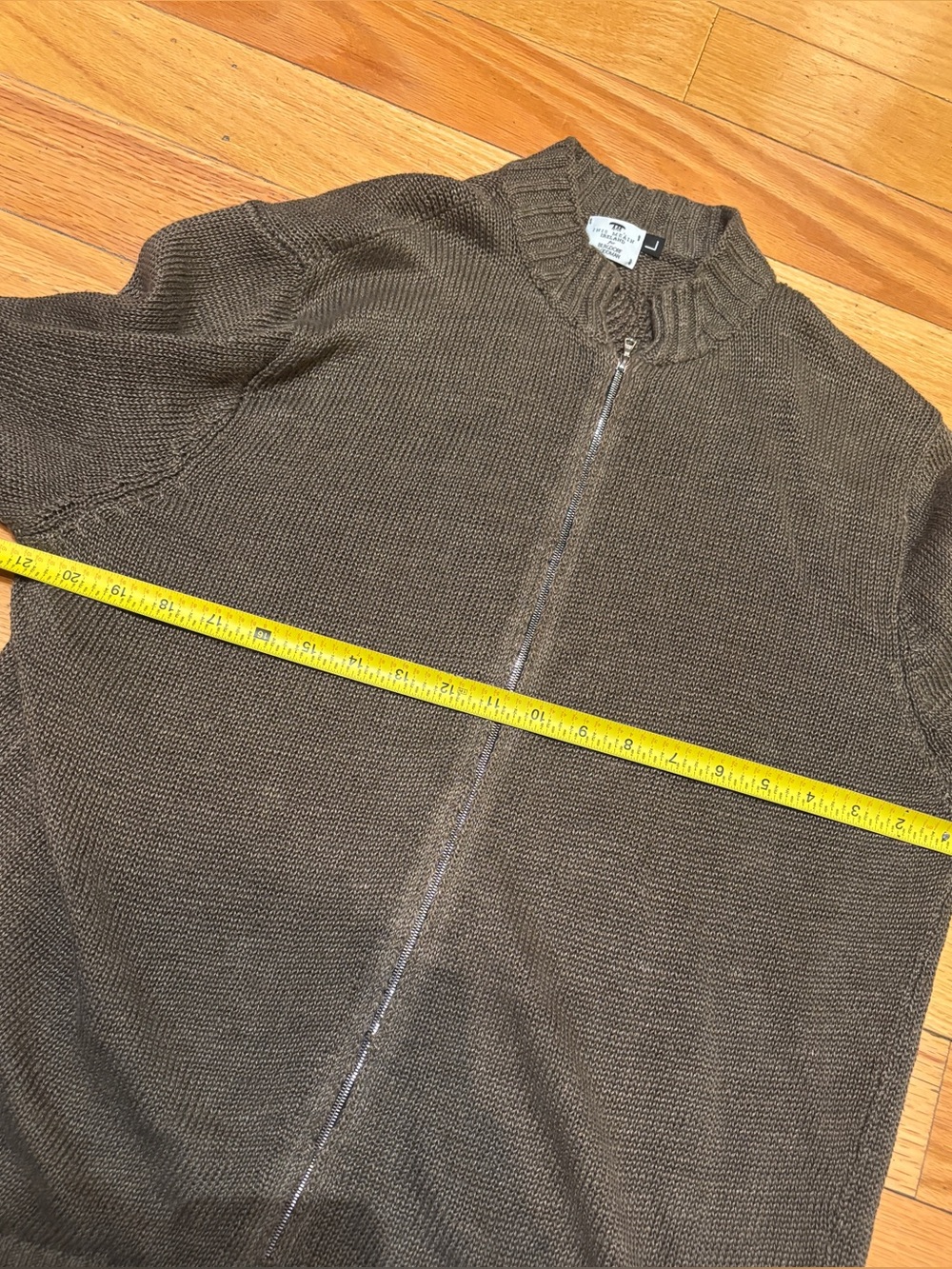 Inis Meain Meáin Linen Mock Neck Zip Up Cardigan Green Long Sleeve Size Large L - Picture 7 of 9